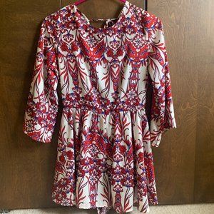 Black/Bead Long-Sleeve Floral Romper